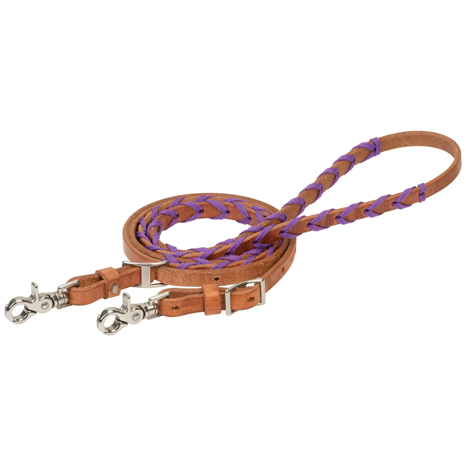 Laced Barrel Rein with Polyester Shoe Lacing - Image 2