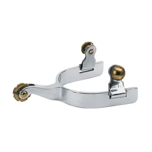 Ladies' Roping Spurs with Plain Band with Rosebud Rowel, Stainless Steel