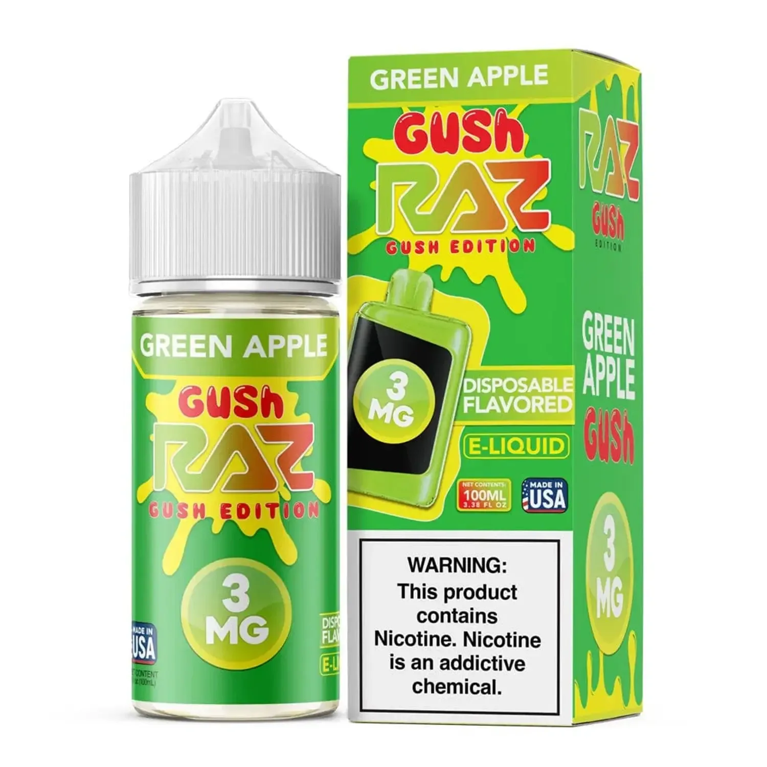 RAZ – Green Apple Gush – 100ML E-Liquid