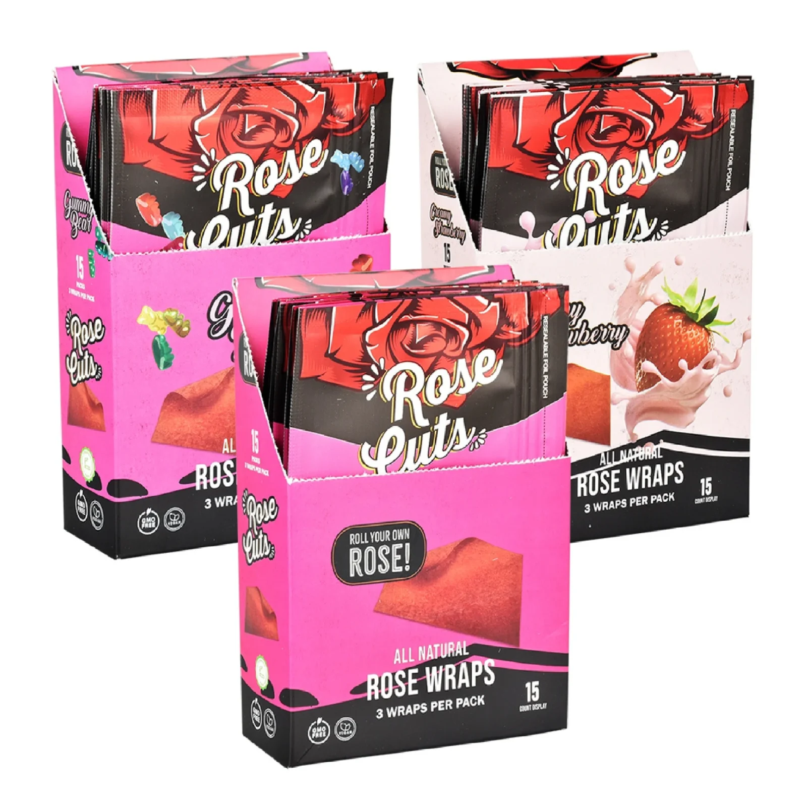Rose Cuts Pink Rose Wraps - 3ct