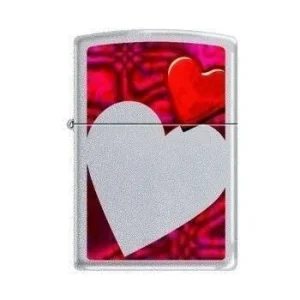 Zippo Lighter - Hearts Satin Chrome