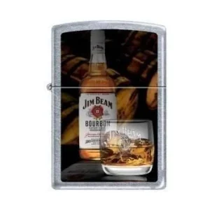 Zippo Lighter - Jim Beam Bottle with Glass Street Chrome