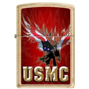 Zippo Lighter - USMC Eagle Gold Dust Finish